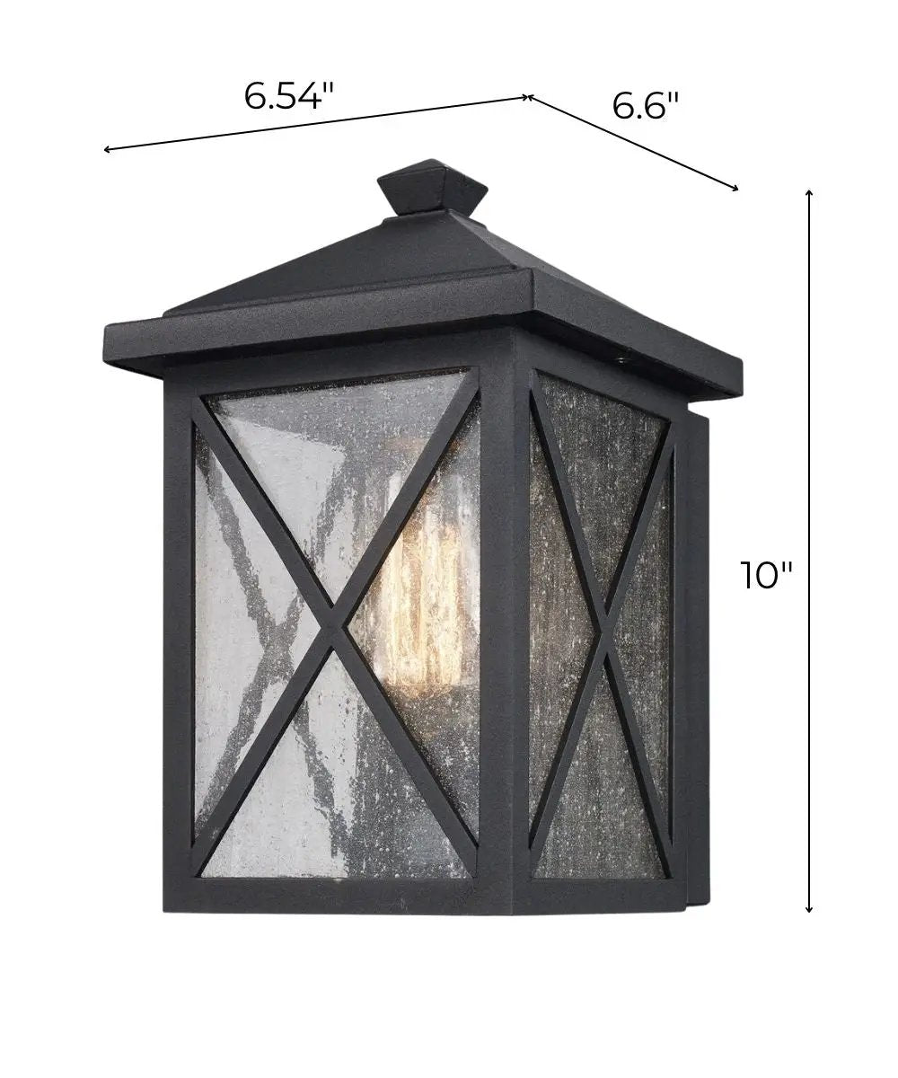 Outdoor Wall Lantern | 10 Inch High | Seeded Glass Shade | 1 Light