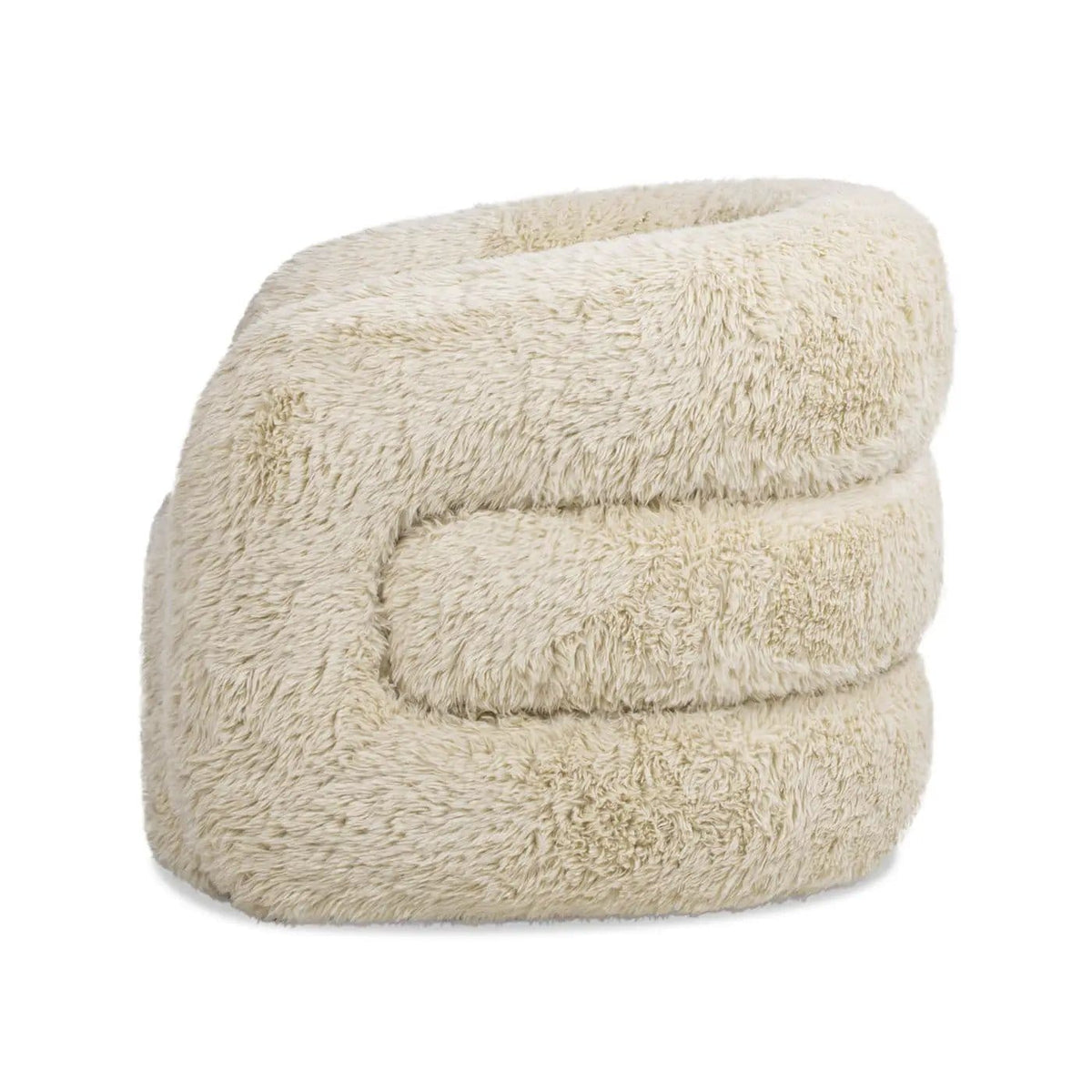Colt Fur Swivel Upholstered Barrel Accent Arm Chair | 31.5 x 33 x 28 in | Living Room Furniture | Cream Beige