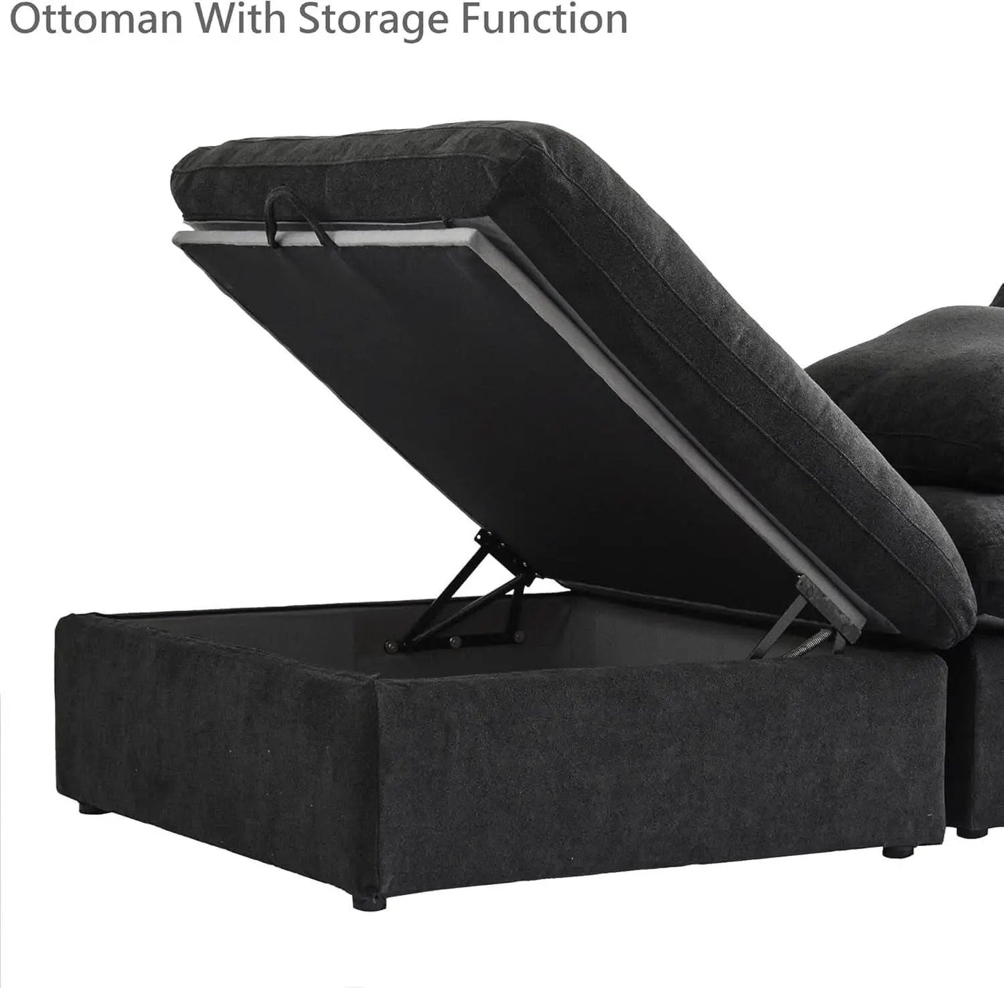 Black Storage Ottoman With Removable Cushion Covers from PriceLows™