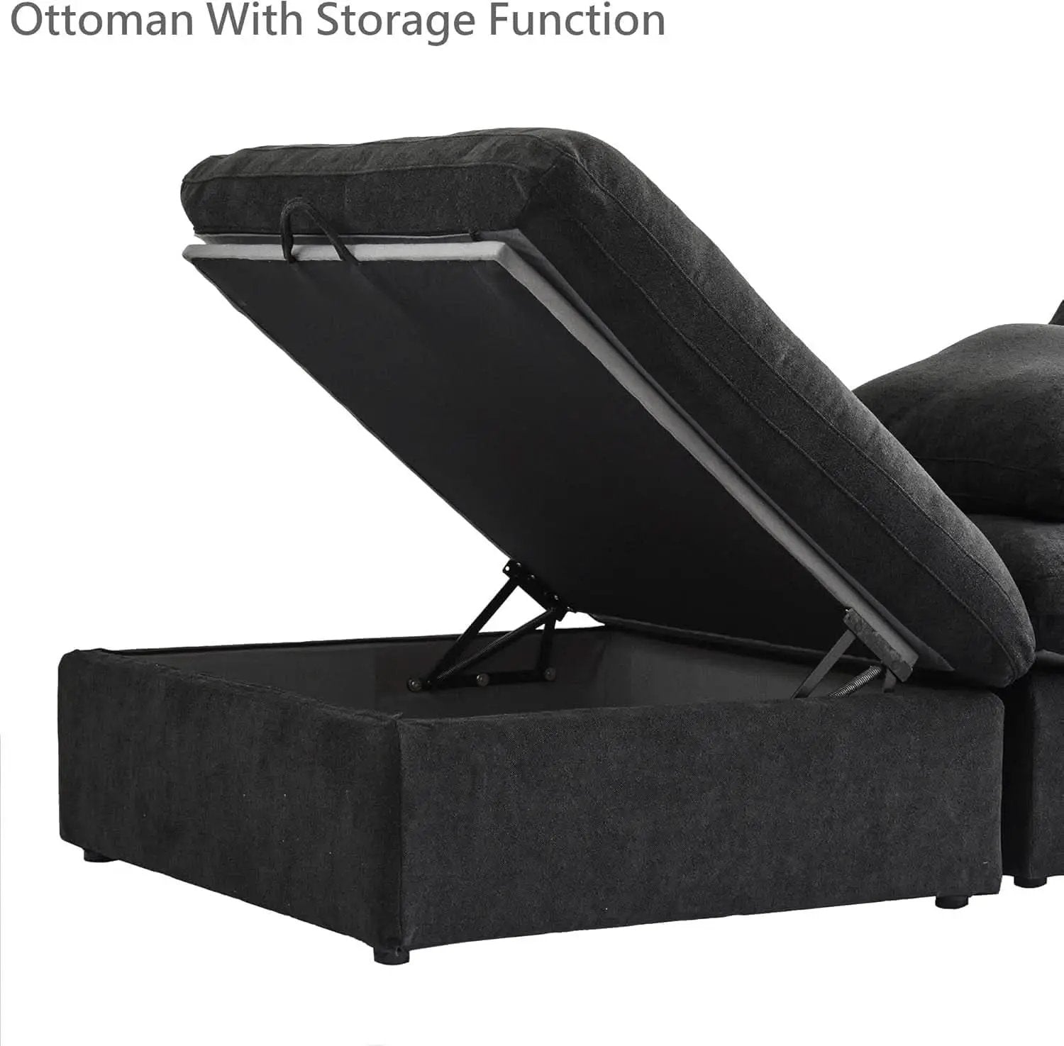Black Storage Ottoman With Removable Cushion Covers from PriceLows™