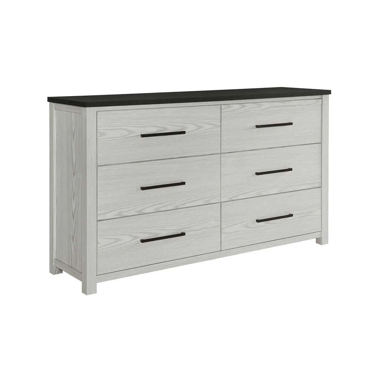 Avery Dresser | Beige | Dark Top | Black Bar Handles And Block Feet