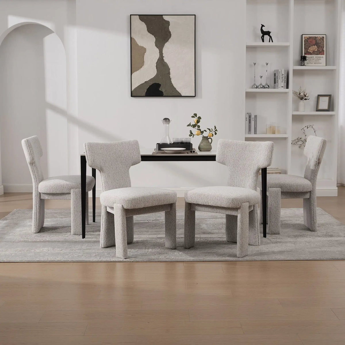 Armless Accent Chairs | Curved Back | Futuristic Design | Foam Padded Fabric