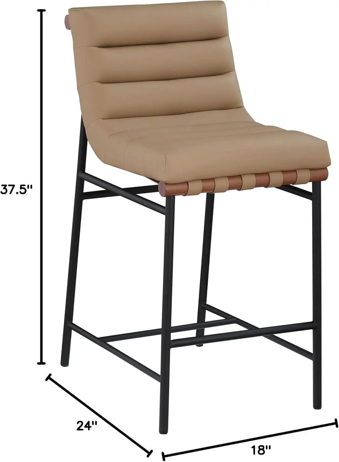 Burke Counter Stool Tan Vegan Leather Matte Black Frame from PriceLows™