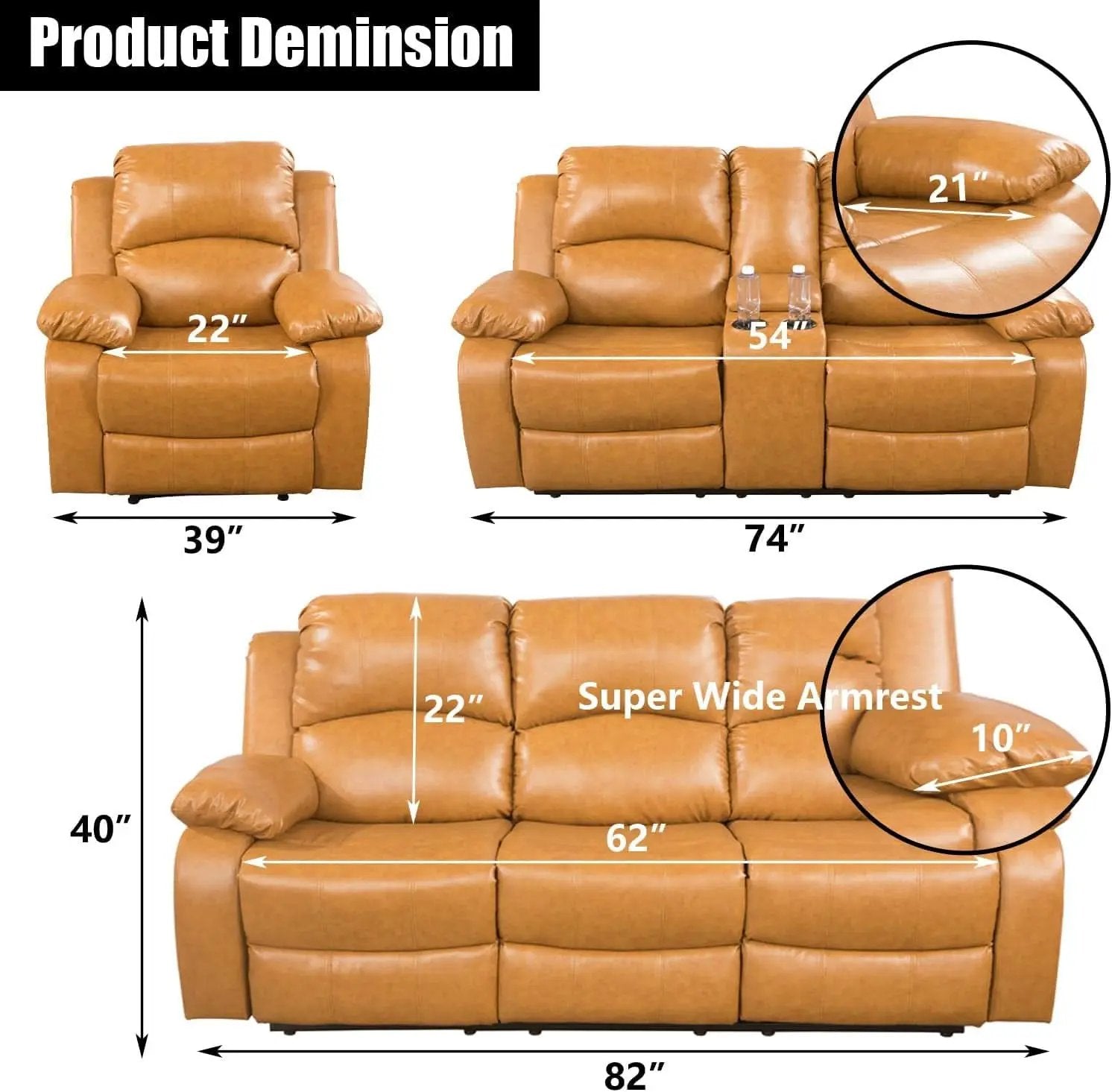 Ginger Faux Leather Reclining Sofa and Loveseat Set from PriceLows™
