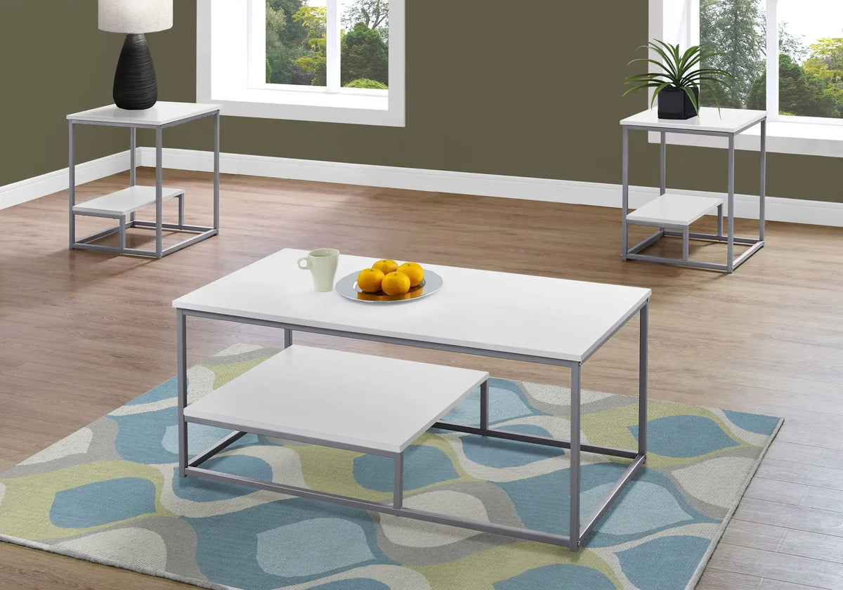 Contemporary Coffee Table Set | Set Of 3 | Elegant Laminate Finish | Raised Bottom Shelf