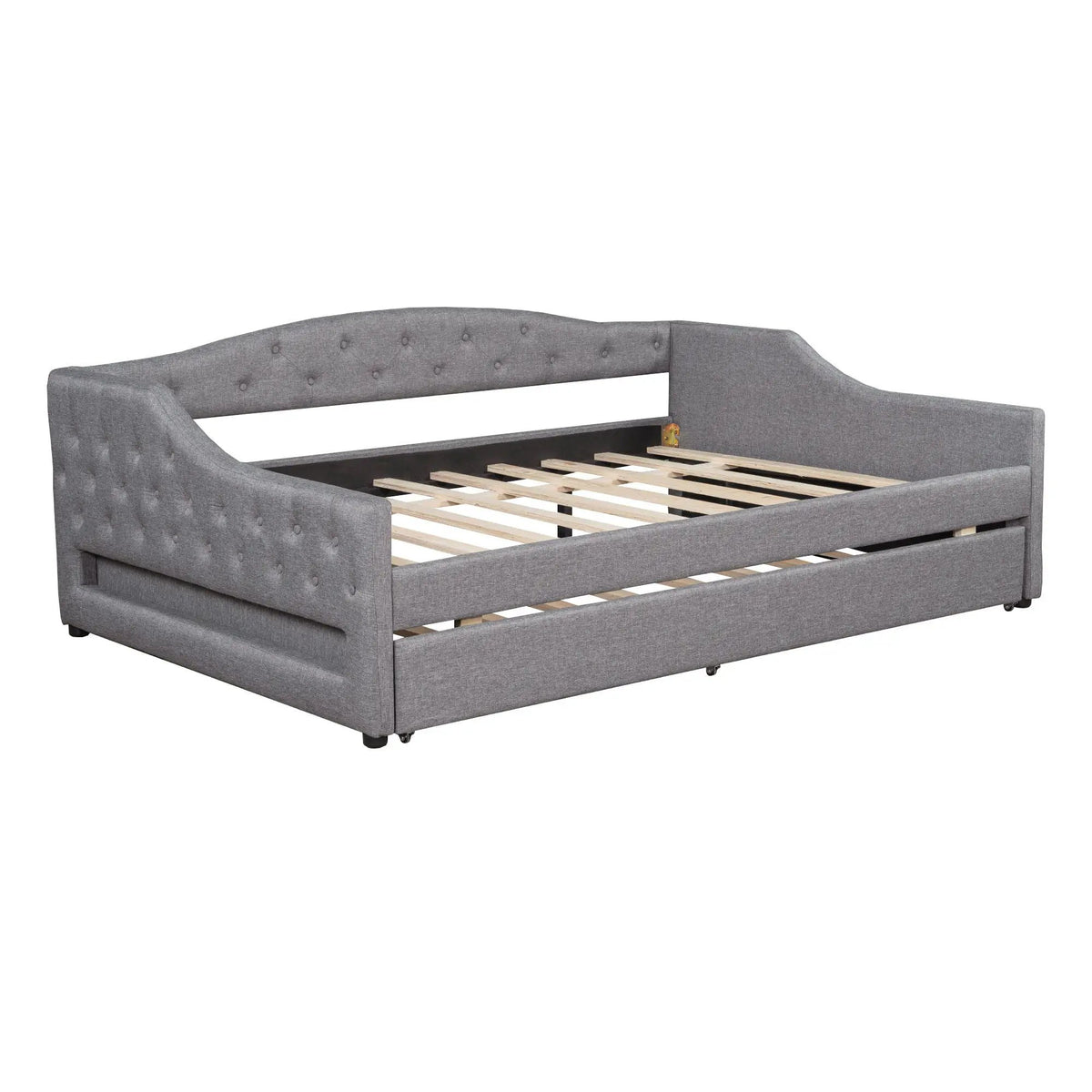Daybed With LED Lights | Upholstered Trundle Daybed | Thickly Padded Sponge | 84 Inch Length