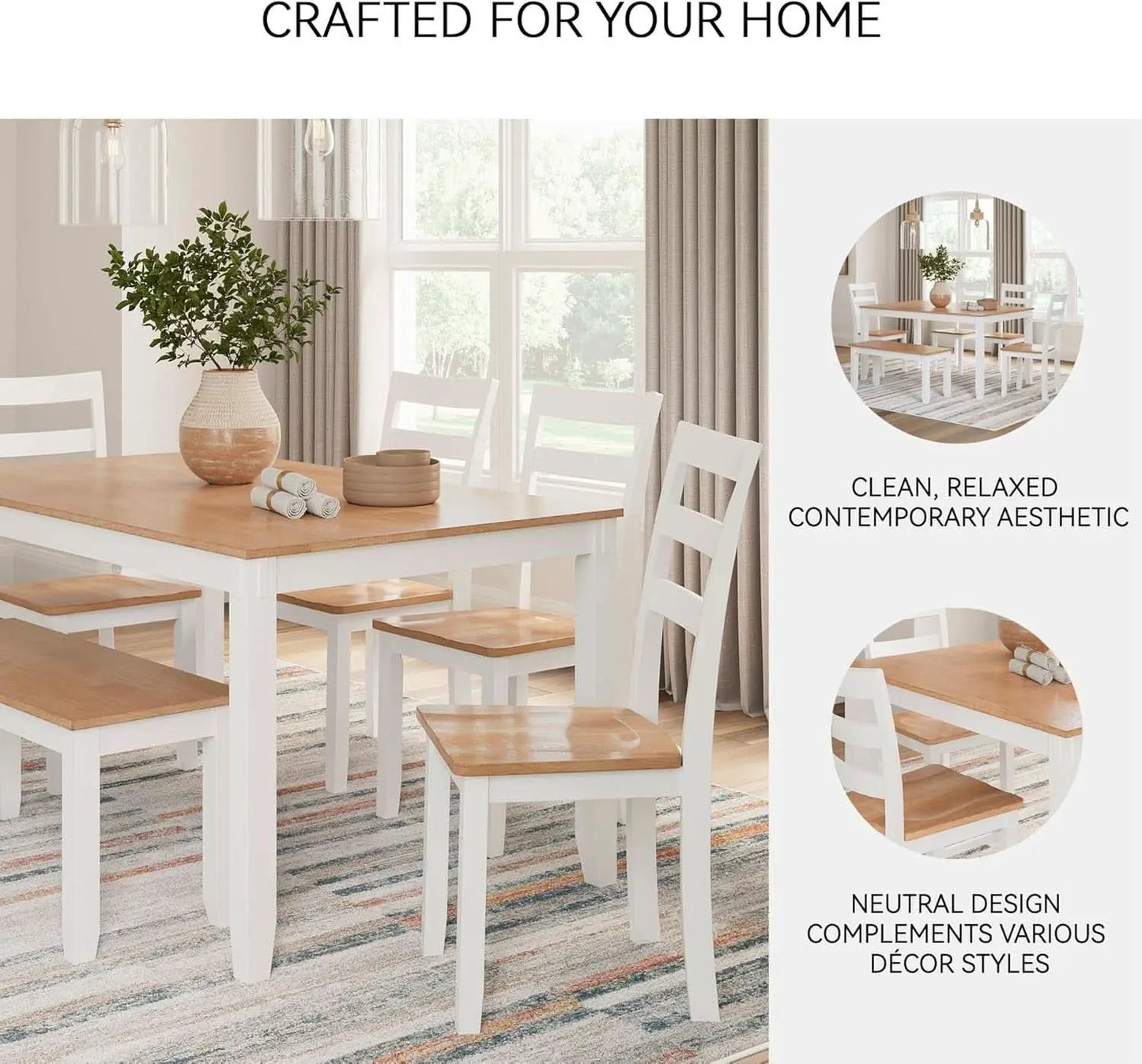 Dining Table Set White Mango Wood Contemporary Style Edition from PriceLows™