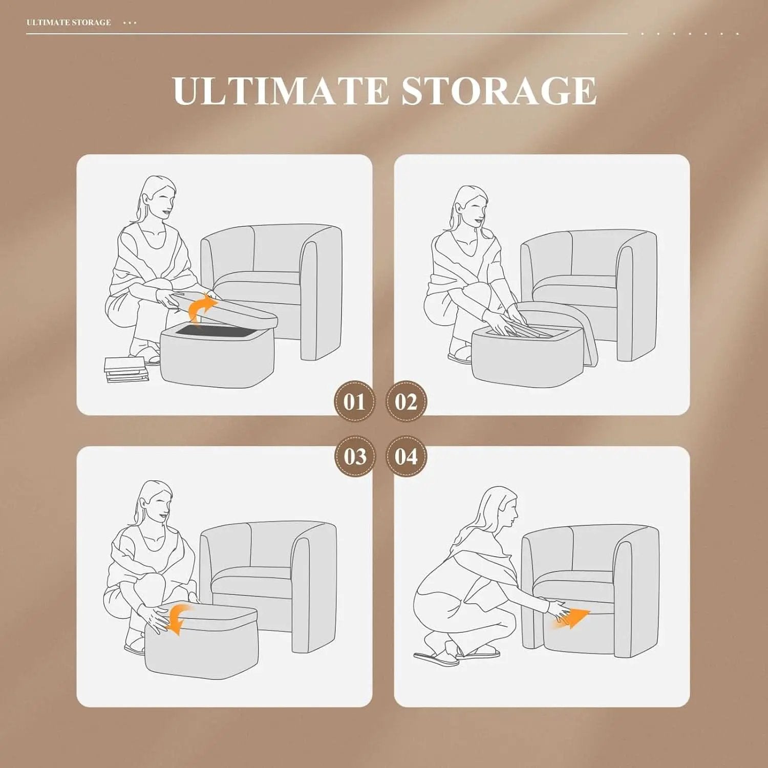 Luxurious Velvet Accent Chair With Storage Ottoman from PriceLows™