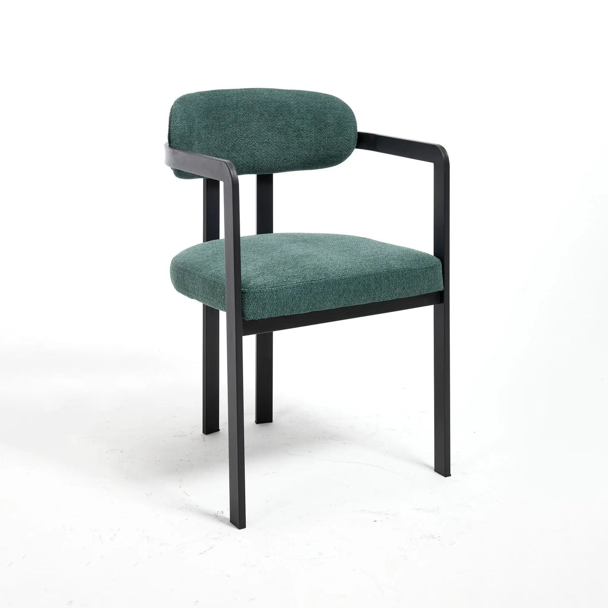 Dining Arm Chairs | Set Of 2 | Matte Metal Legs | Curved Ergonomic Backrest