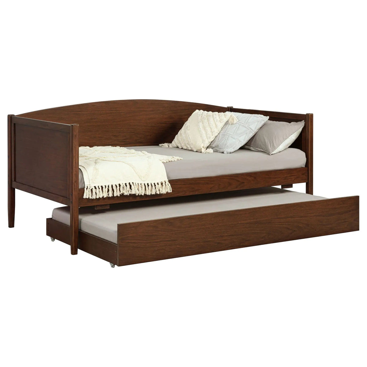 Bozeman Wood Twin Daybed With Trundle Medium | 81 x 42 x 37 in | Rubberwood & Walnut | Walnut