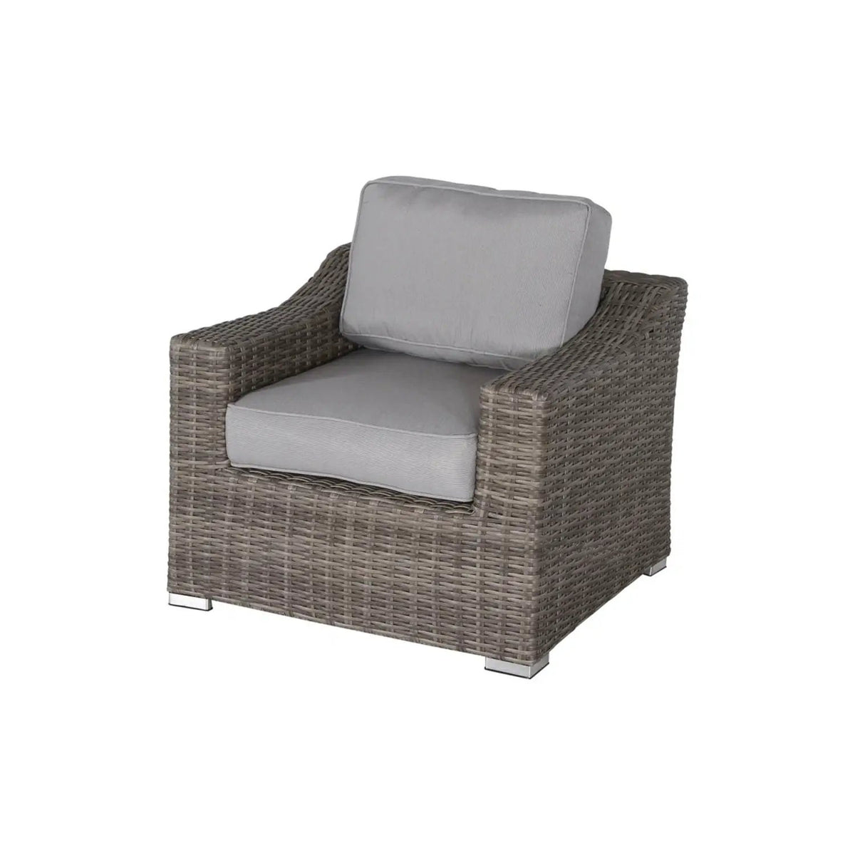 Outdoor Wicker Conversation Set | All-Weather Resin | Tempered Glass Table | 5 Inch Cushions