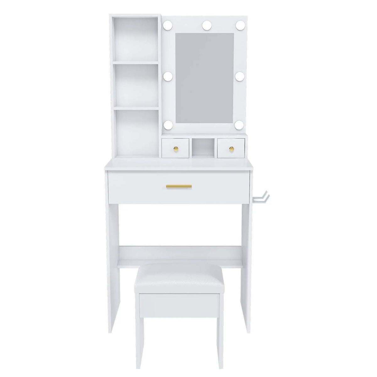 Vanity Table | LED Mirror | Power Outlet | Includes Stool