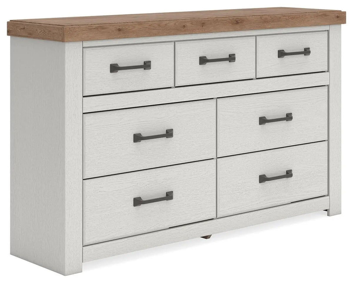 Farmhouse Dresser | White Oak Finish | Dark Brass Handles