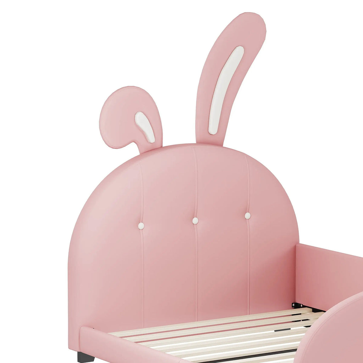 Upholstered Rabbit-Shape Princess Bed | Headboard And Footboard | Humidity Resistant Frame | 51.2 Inch Height