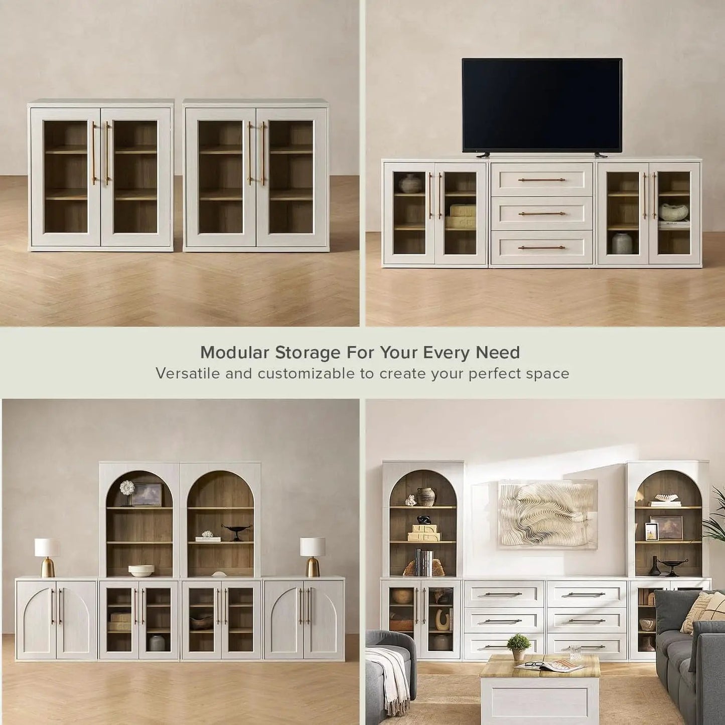 Two Tone Oakwood Acrylic Modular Buffet Cabinet Unit from PriceLows™