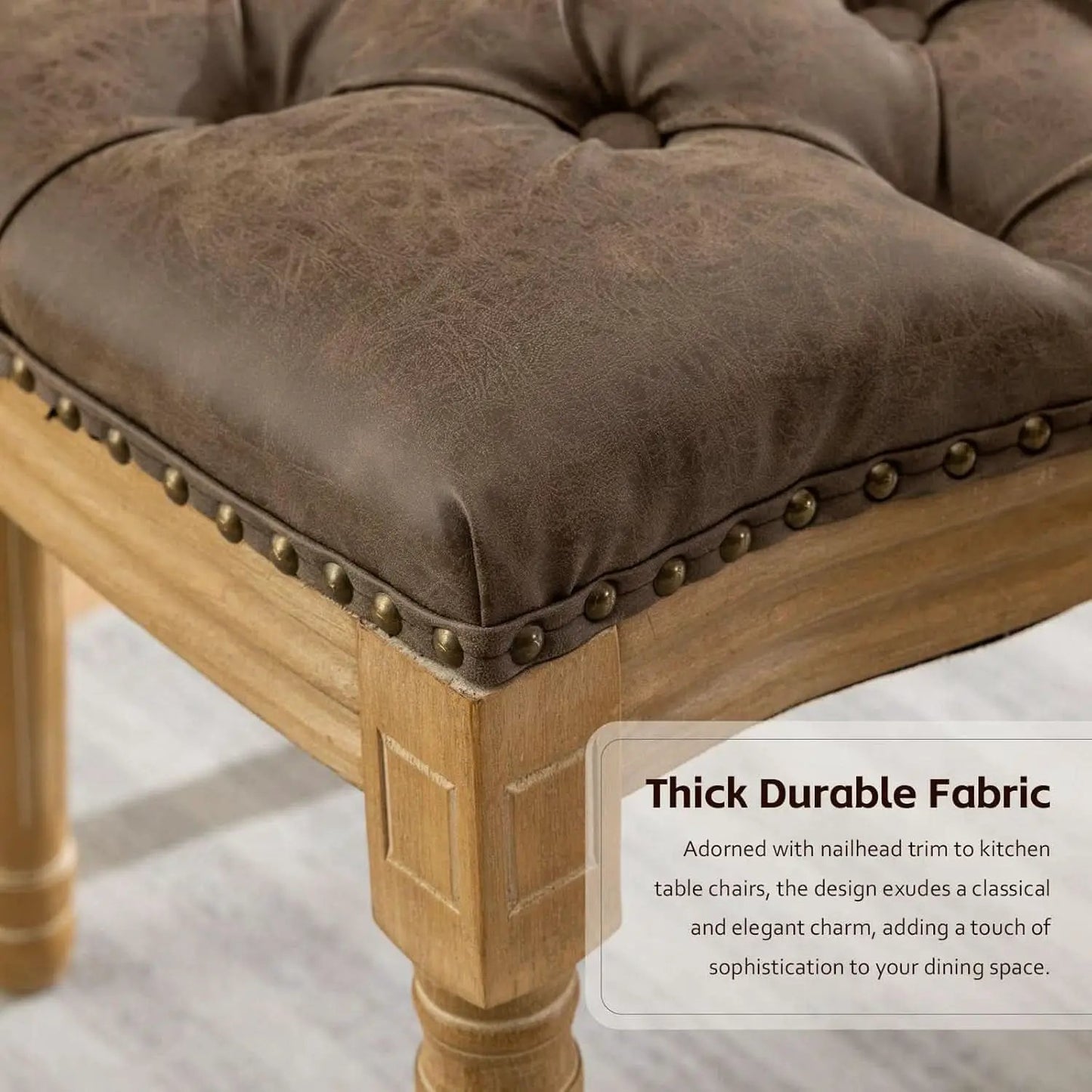 Brown PU Leather Upholstered Dining Chairs Set Of 6 from PriceLows™