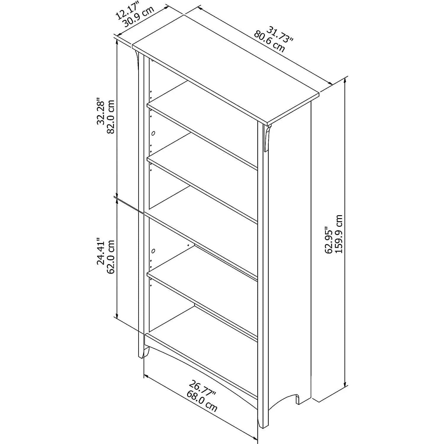 Vintage Black Bookcase With Adjustable Shelves For Home from PriceLows™