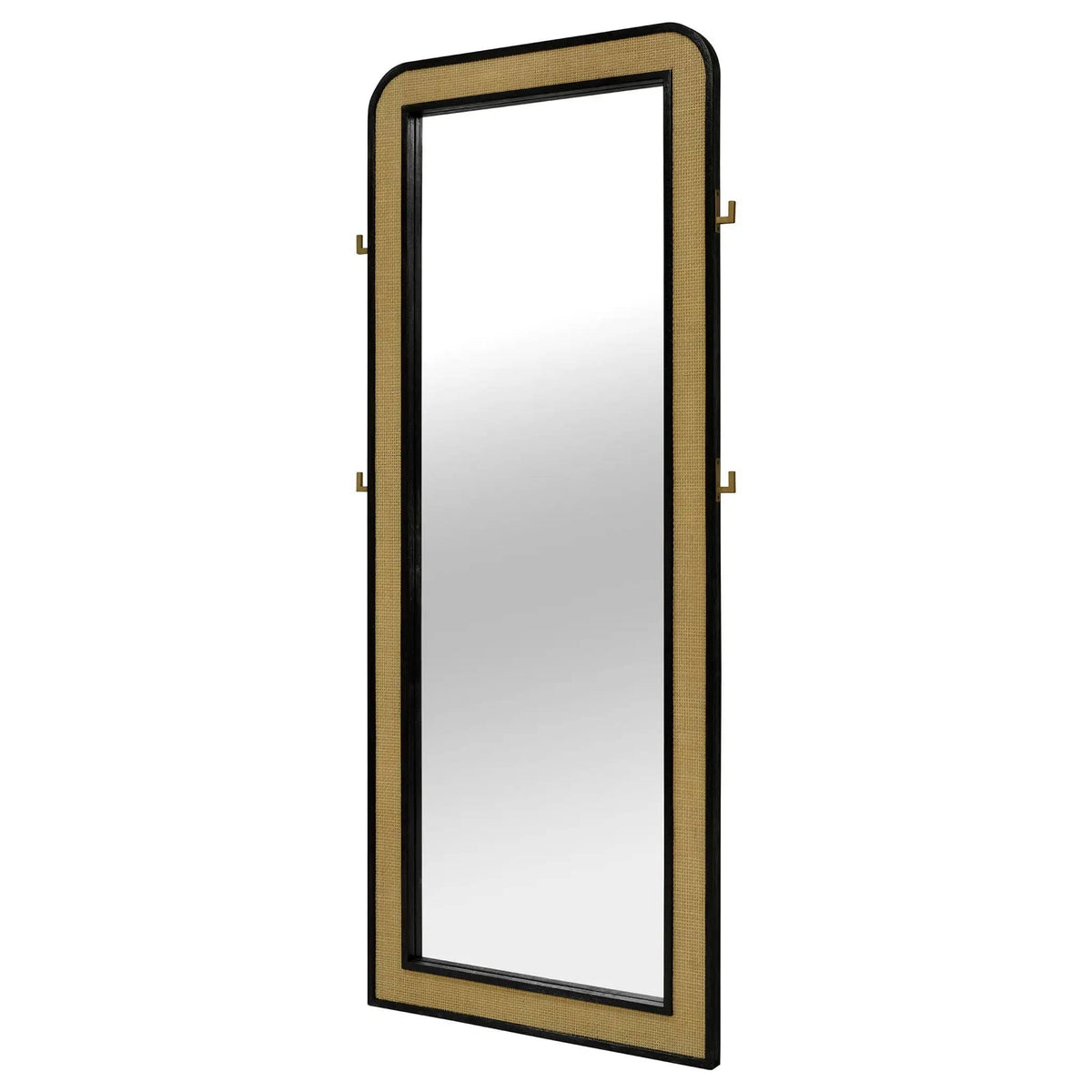 Arini Cane Weave Full Length Standing Floor Mirror | 33.75 x 2 x 76 in | Wood | Black