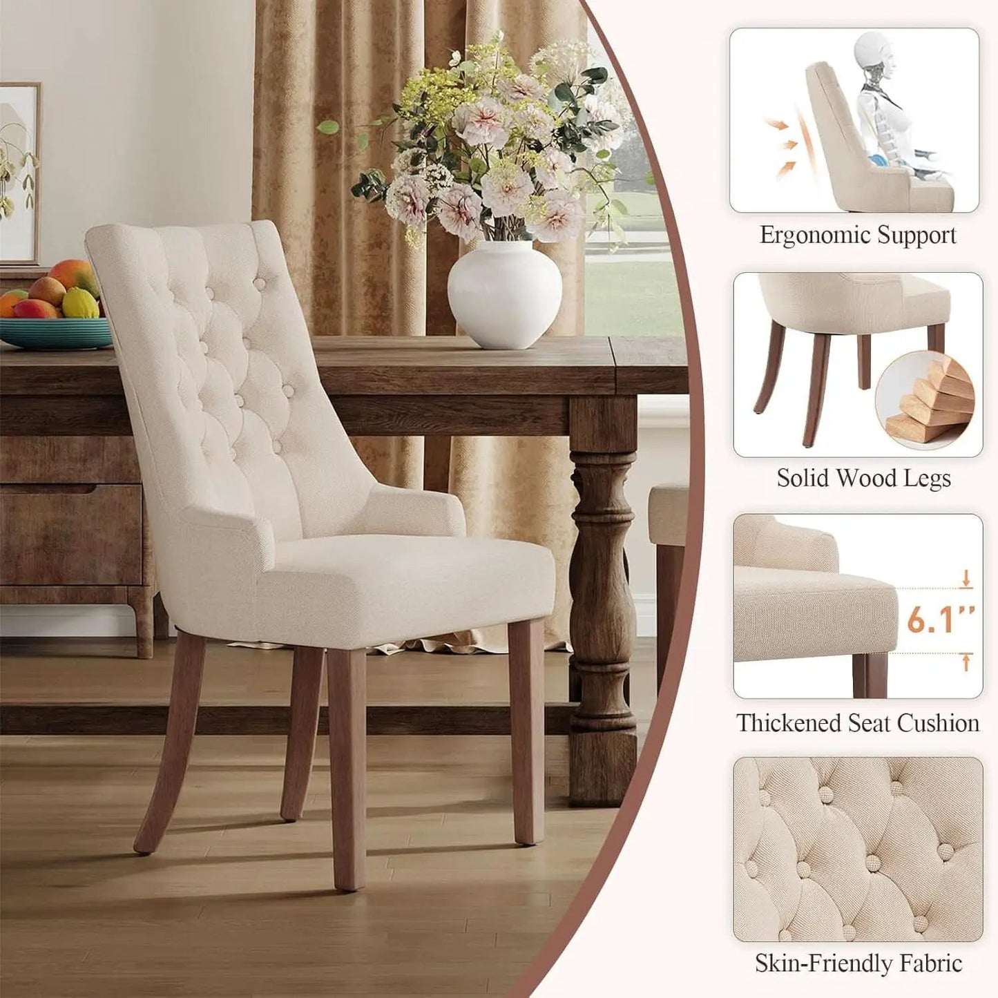 Beige Tufted Contemporary Dining Chairs Collection from PriceLows™