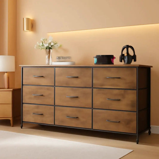 54 Inch Rustic Brown Dresser TV Console Cabinet Storage from PriceLows™