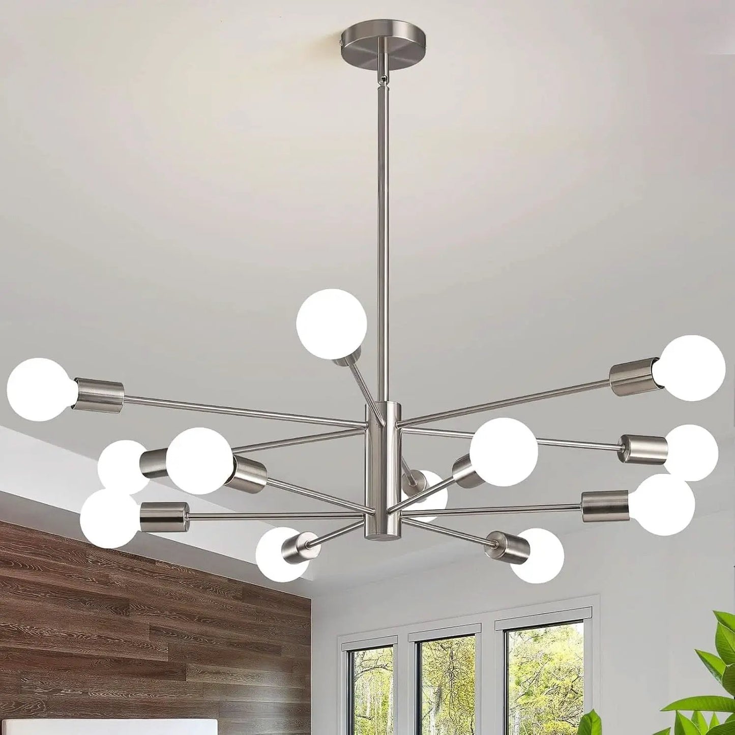 Sputnik 12 Light Brushed Nickel Chandelier For Dining Room from PriceLows™