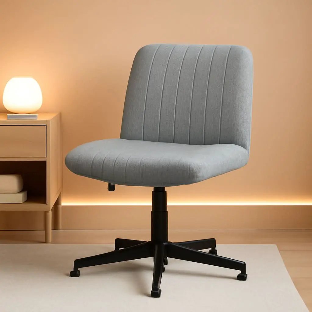 Cross Legged Office Chair Grey Wide Seat Adjustable Height from PriceLows™