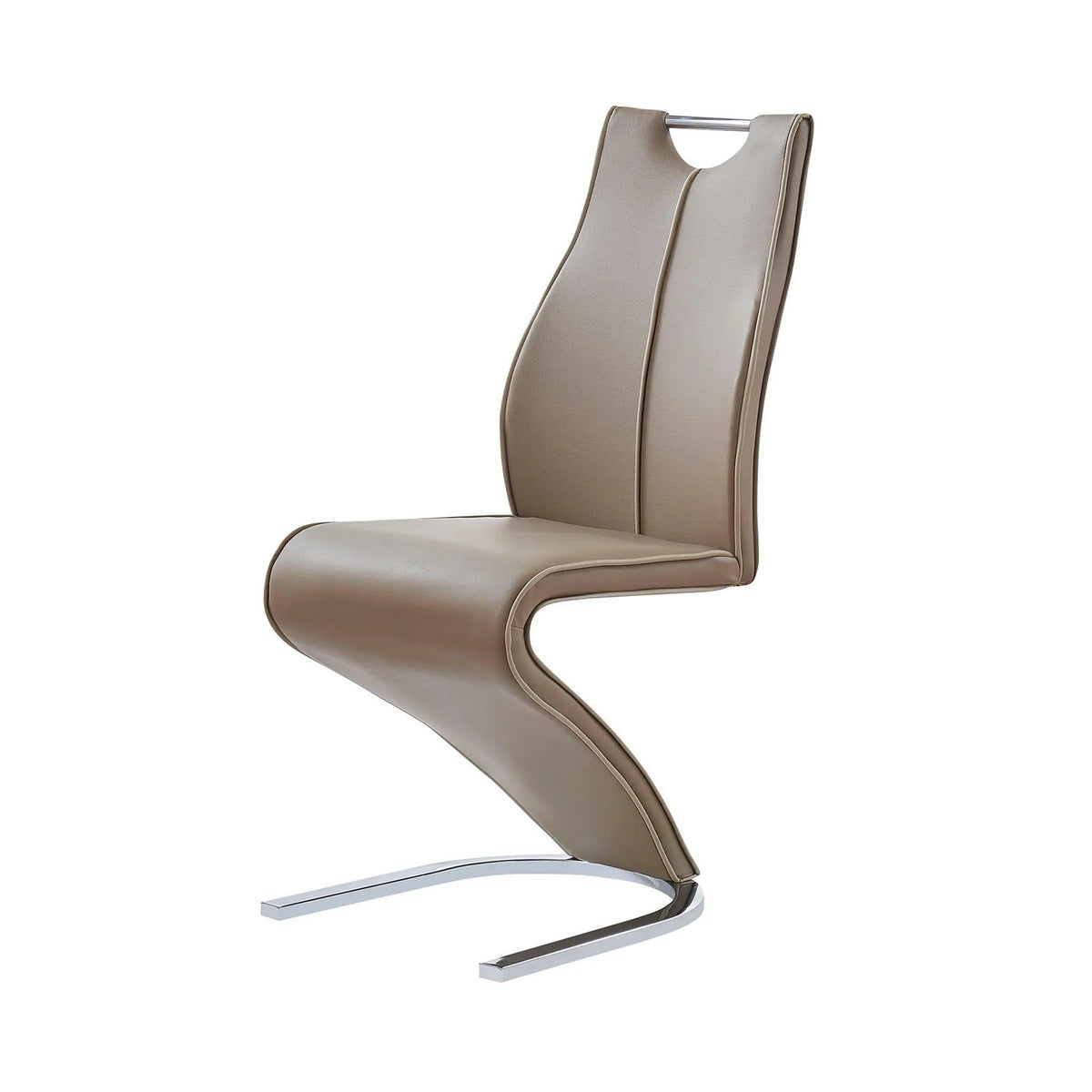 Tony Dining Chairs (Set of 2) | 17.32 x 25.79 x 34.25 in | Leather & Metal | Brown / Beige