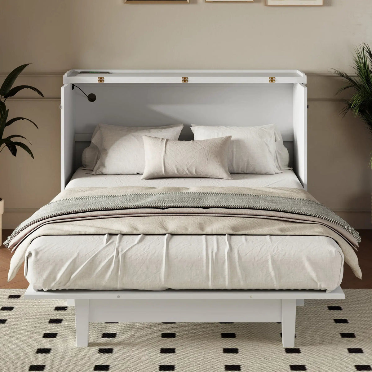 Solid Pine Murphy Bed | USB Charging Station | Storage Drawer