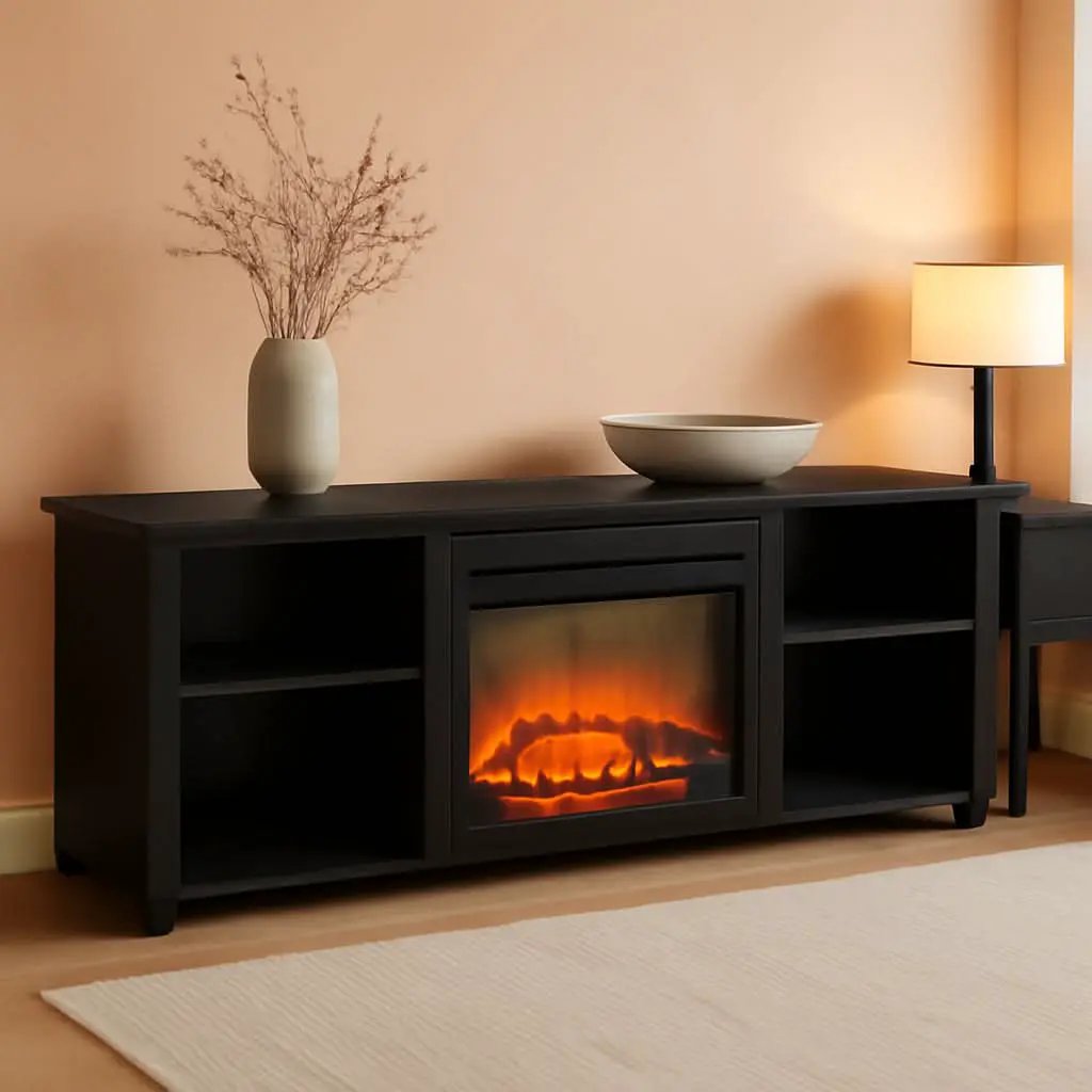 70 Inch TV Stand With Electric Fireplace Americano Finish from PriceLows™