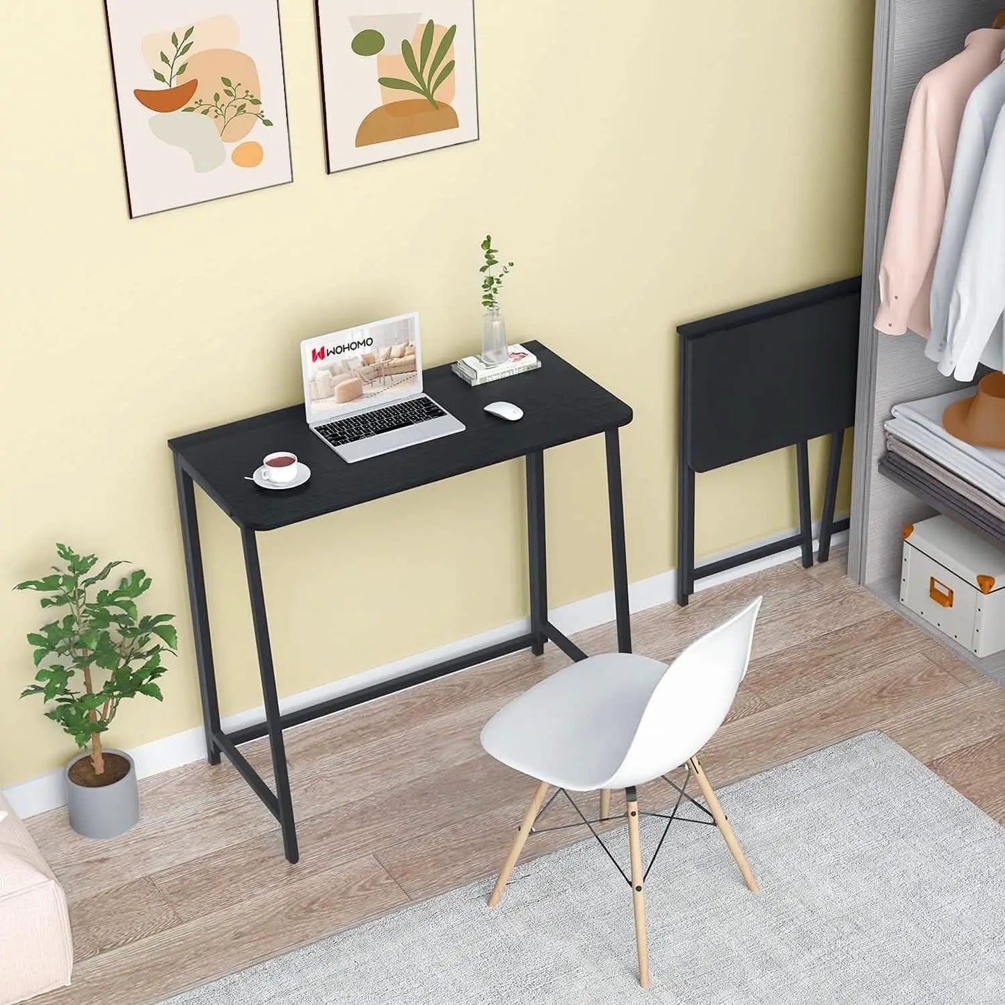 31.5 Inch Folding Computer Desk Black Space Saving from PriceLows™