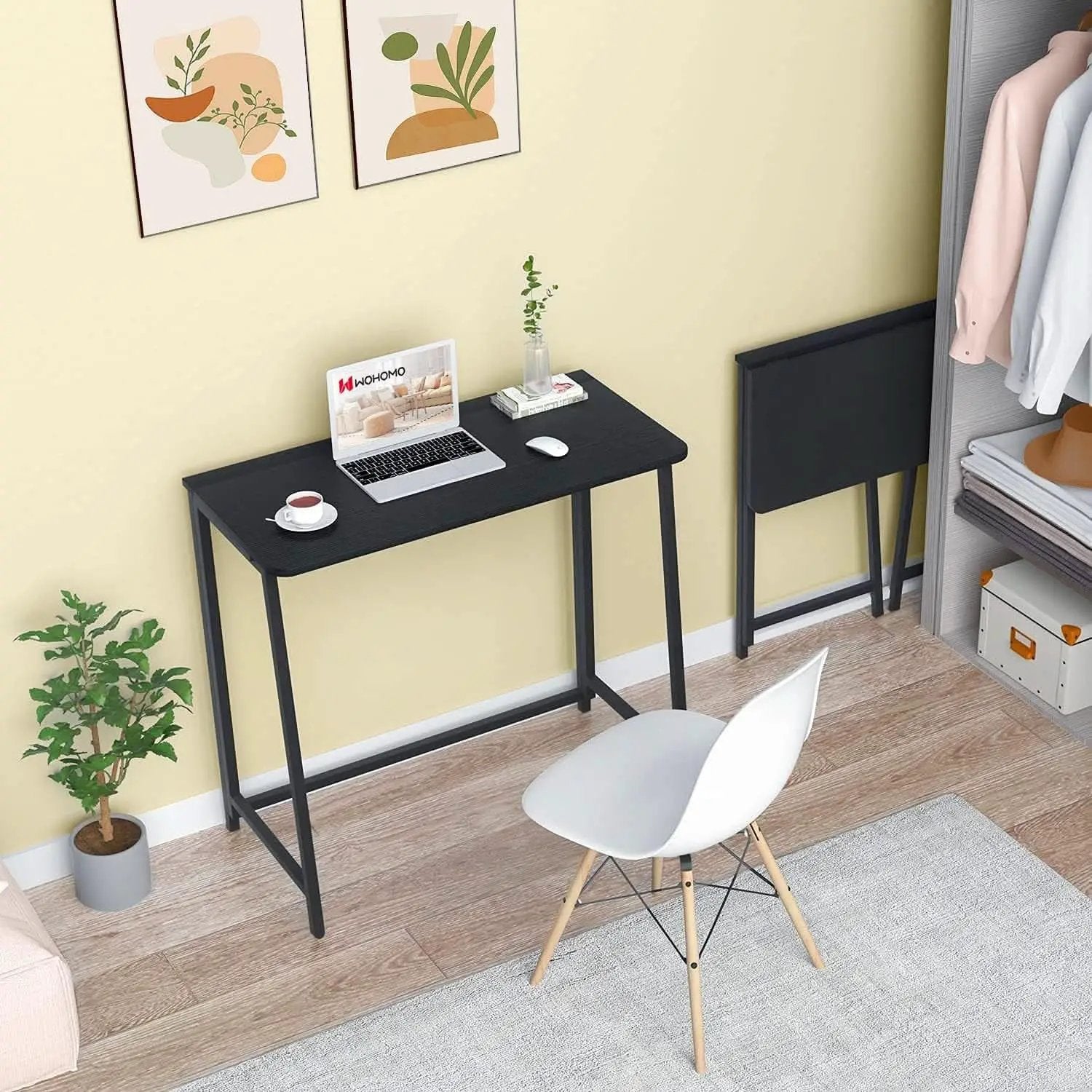 31.5 Inch Folding Computer Desk Black Space Saving from PriceLows™
