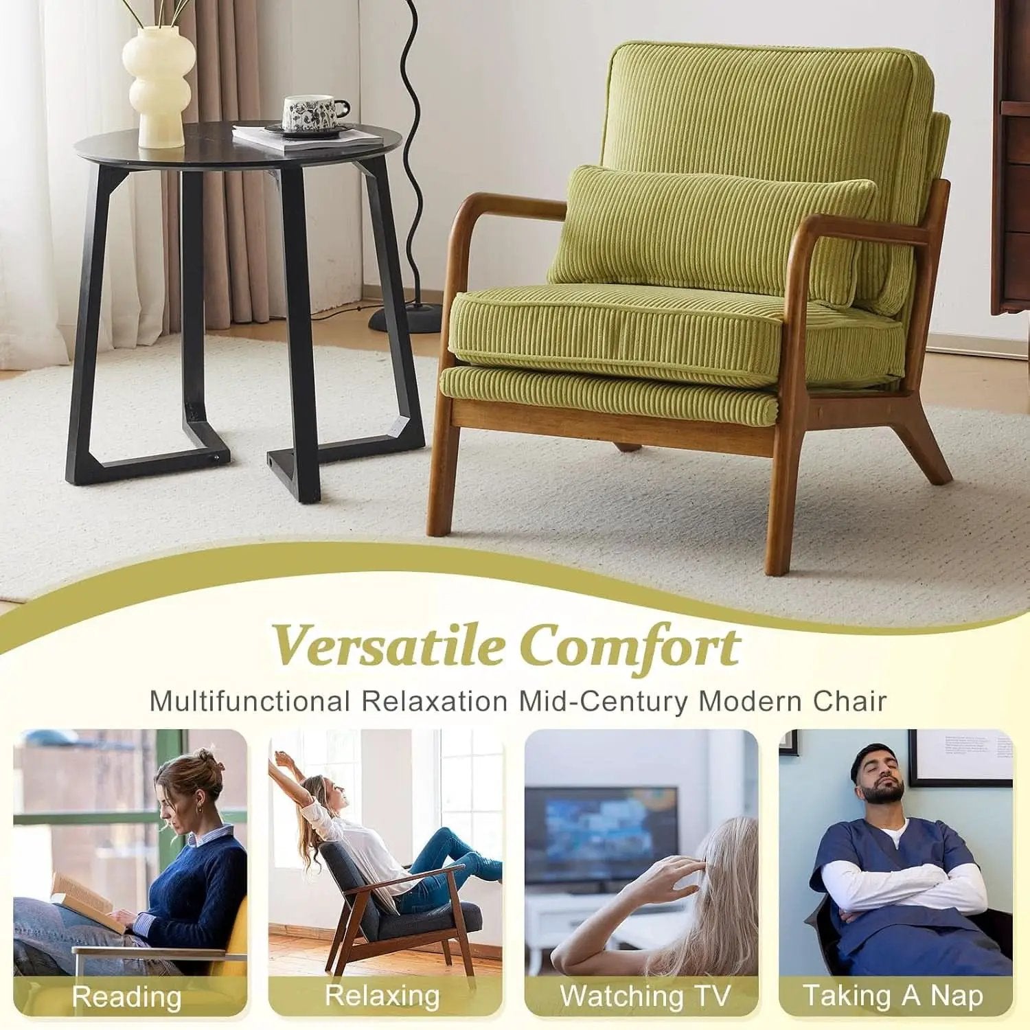 Nightshade Green Armchair With Lumbar Pillow Home Office from PriceLows™