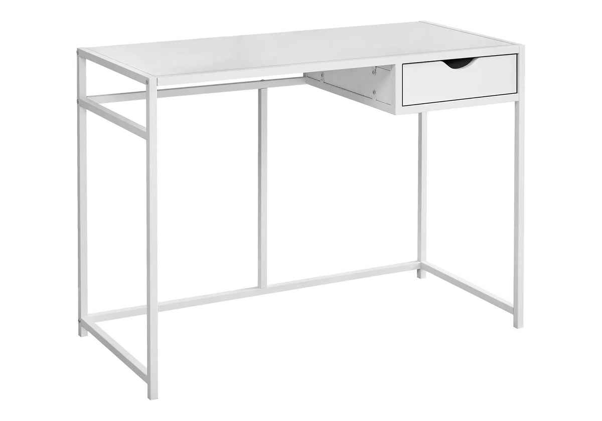 Compact Computer Desk | Small Storage Drawer | Slender Metal Frame | 42.25 Inch Length