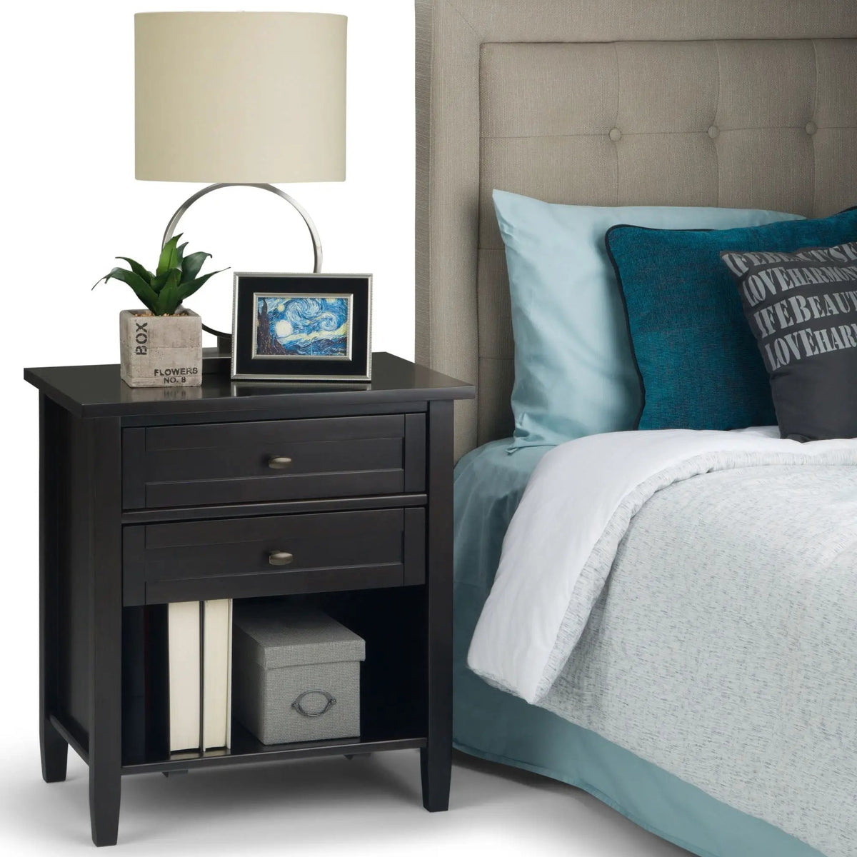 Warm Shaker Bedside Table | Handcrafted Solid Wood | NC Lacquer Finish | Multipurpose Design