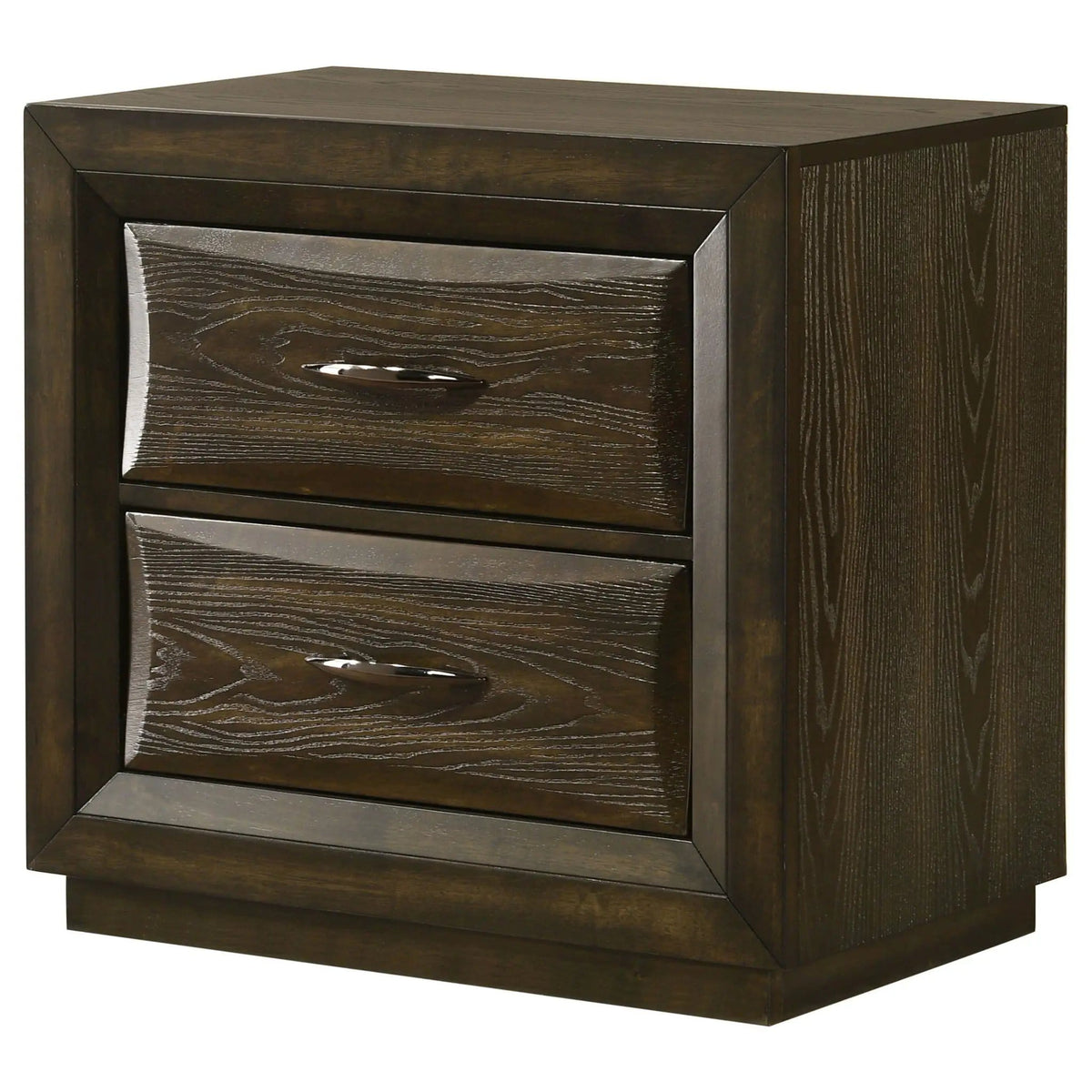 Atlas 2-drawer Bedroom Nightstand Bedside Table Dark | 27.25 x 16.25 x 25.75 in | Rubberwood & Engineered Wood | Oak