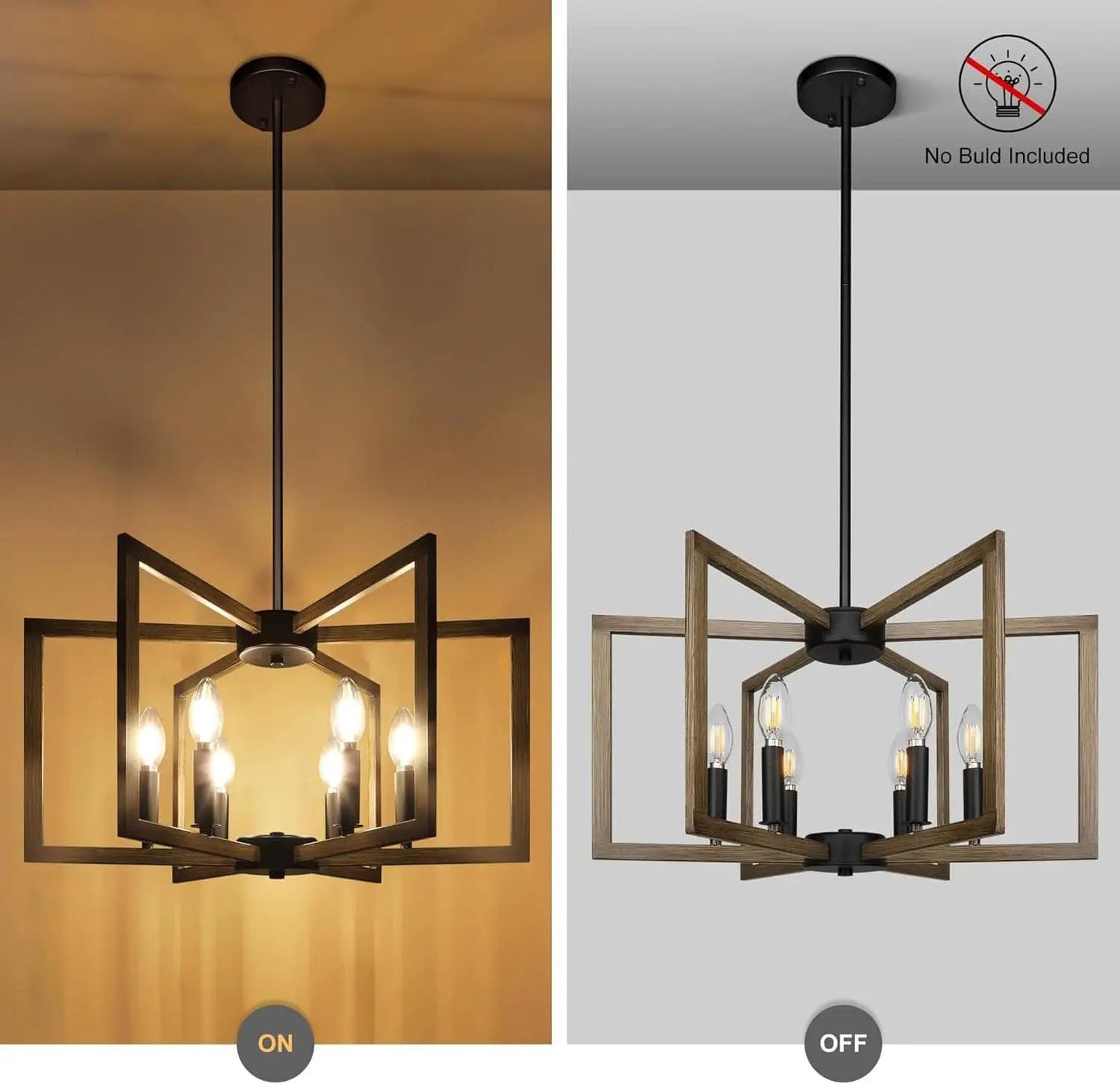 6 Light Black Finish Modern Farmhouse Pendant Lights from PriceLows™