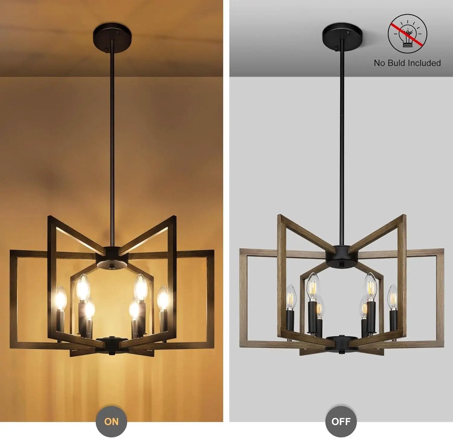 6 Light Black Finish Modern Farmhouse Pendant Lights from PriceLows™