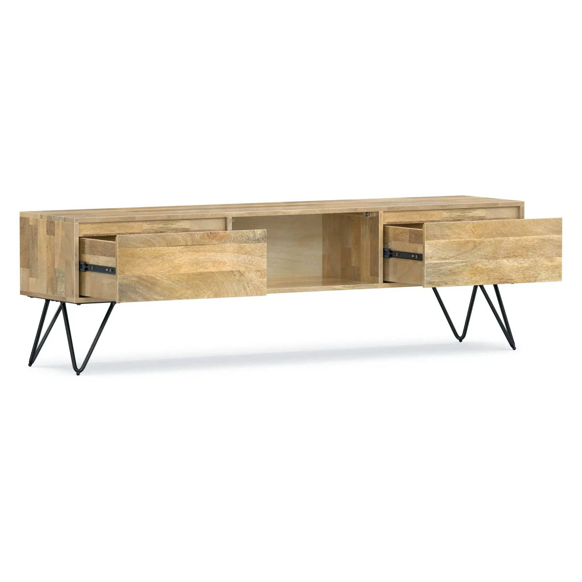 Hunter Handcrafted TV Media Stand | 68 x 15 x 20 in | Iron & Metal | Natural