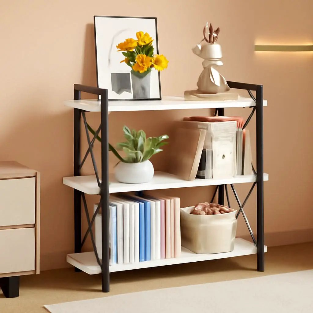 Industrial Three Tier Open Bookcase With Metal Frame Sturdy from PriceLows™