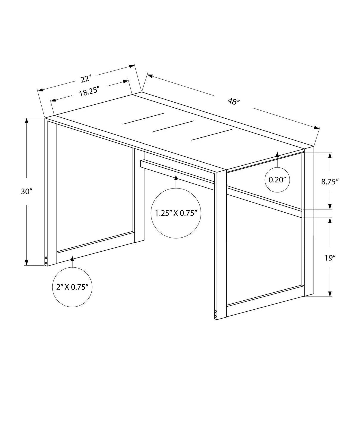 Frosted Glass Computer Desk | 48 Inch Width | Tempered Glass Top | Metal Trestle Support