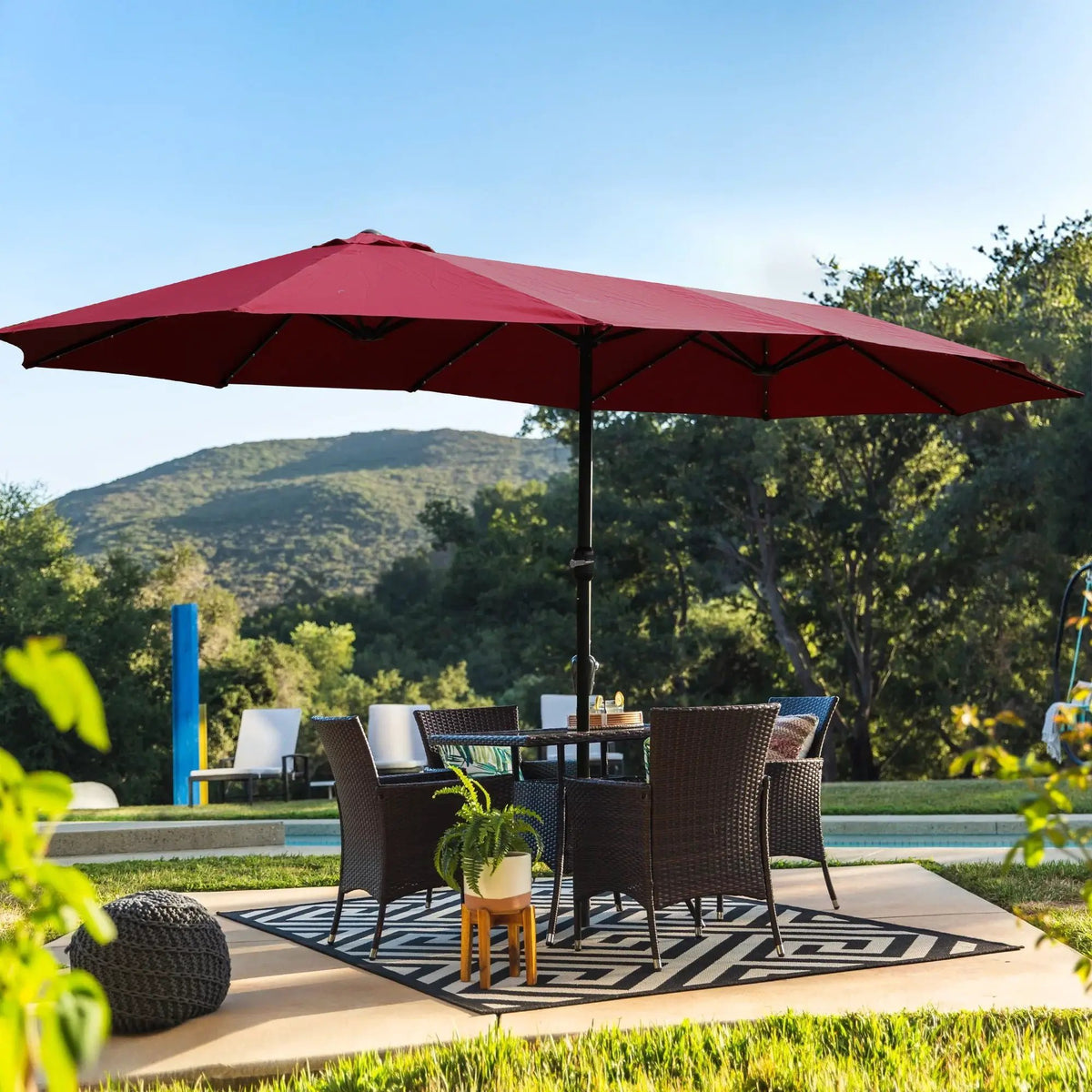 Outdoor Market Umbrella | 15FT Rectangular | Double Sided