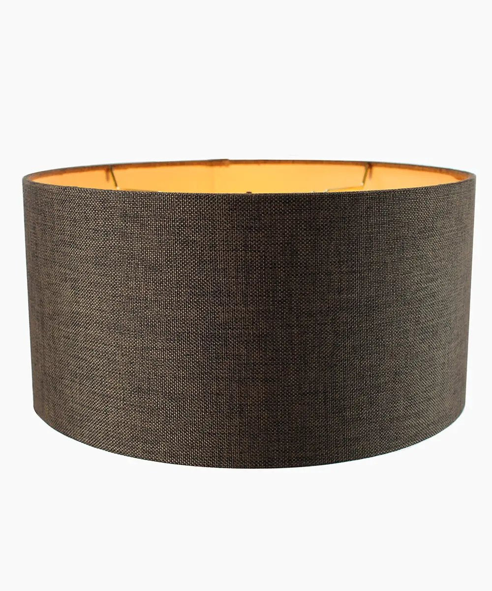 Shallow Drum Lampshade | Chocolate Burlap | Steel Frame | 18X18X10
