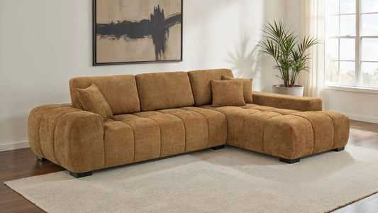 Octavia Upholstered Sectional Chaise Sofa Amber | 119.25 x 79.5 x 35.5 in | Living Room Furniture | Living Room