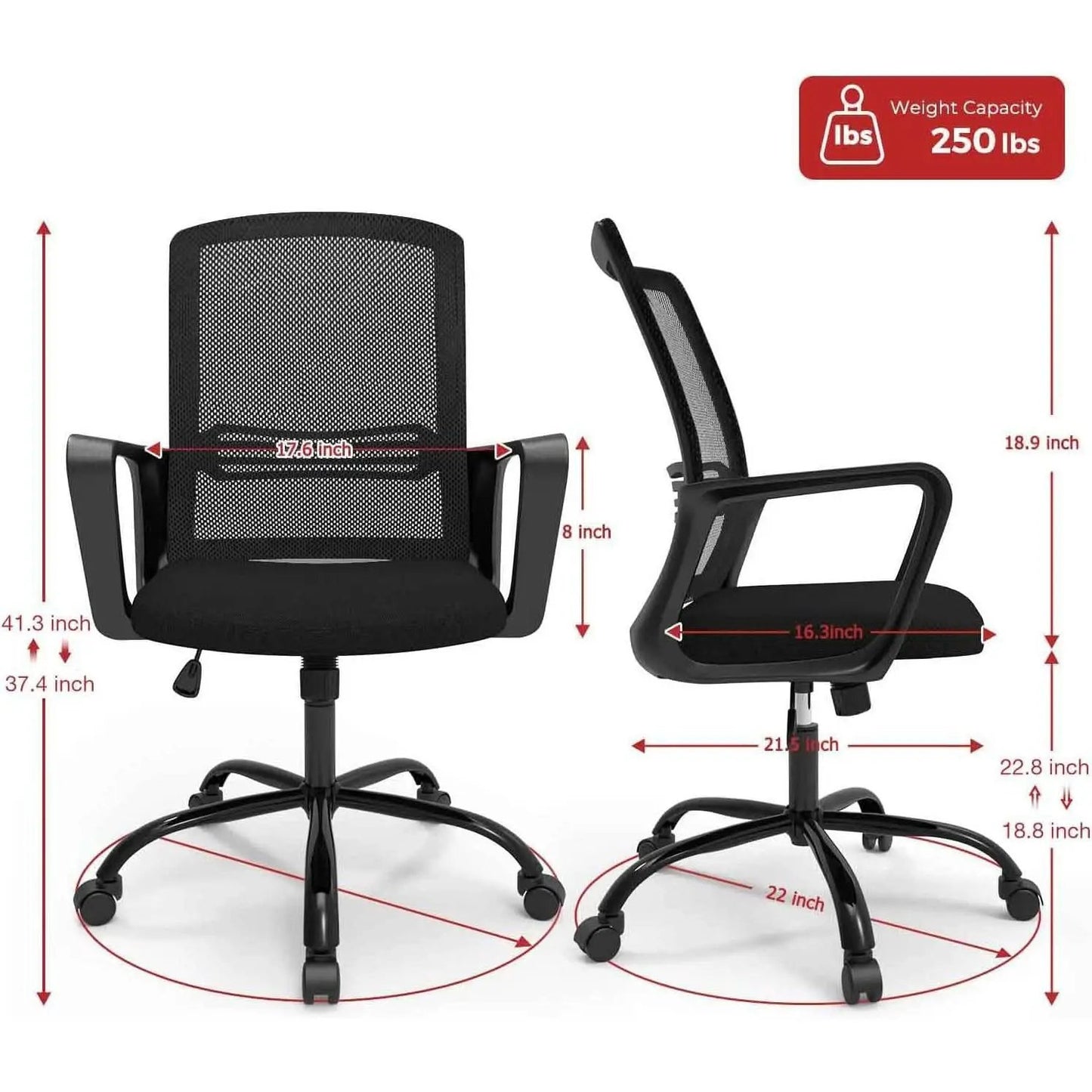 Black Ergonomic Mesh Office Chair With Armrests And Wheels from PriceLows™