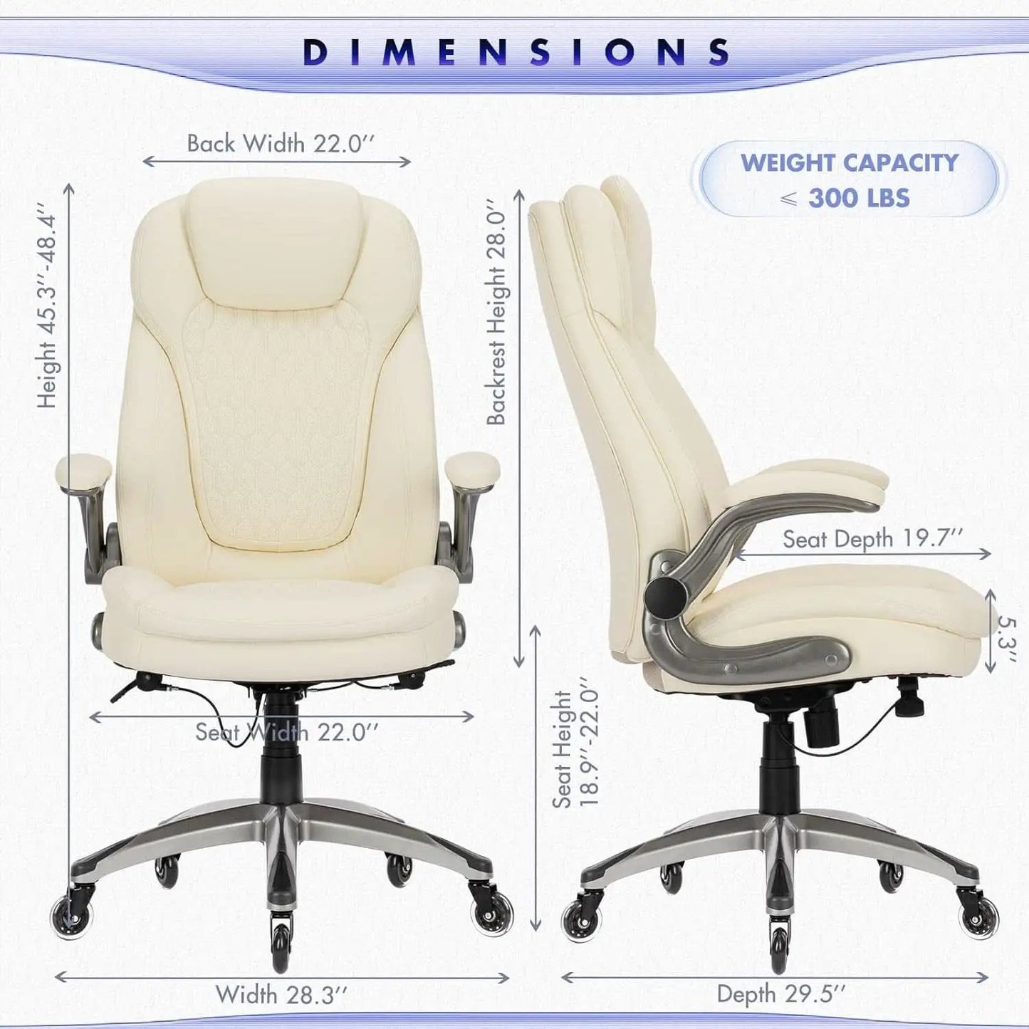 Ivory Ergonomic High Back Office Chair With Leather Seat from PriceLows™
