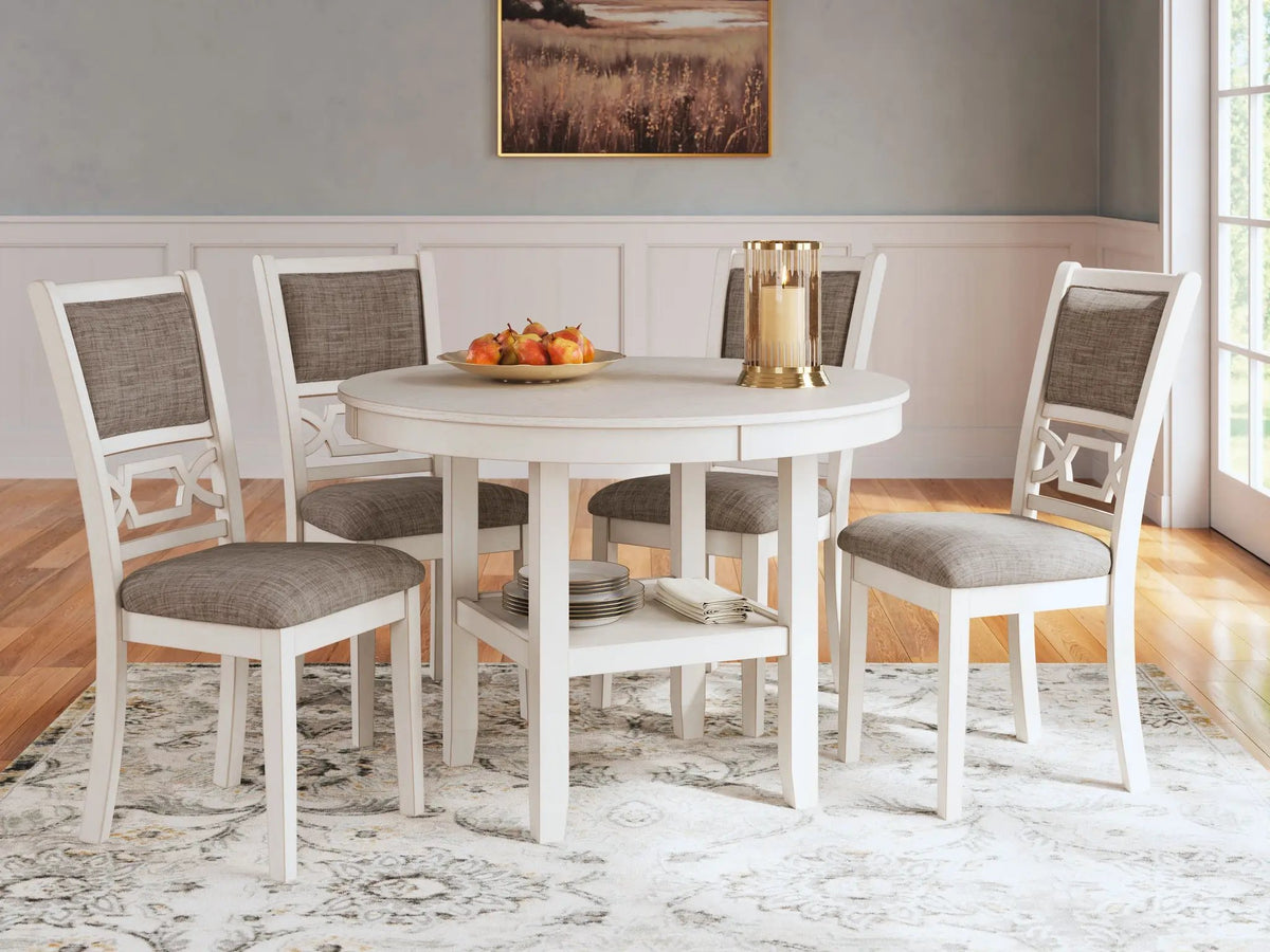Erinberg Dining Table Set | 5-Piece | Antique White Finish | 42 Inch Square Table