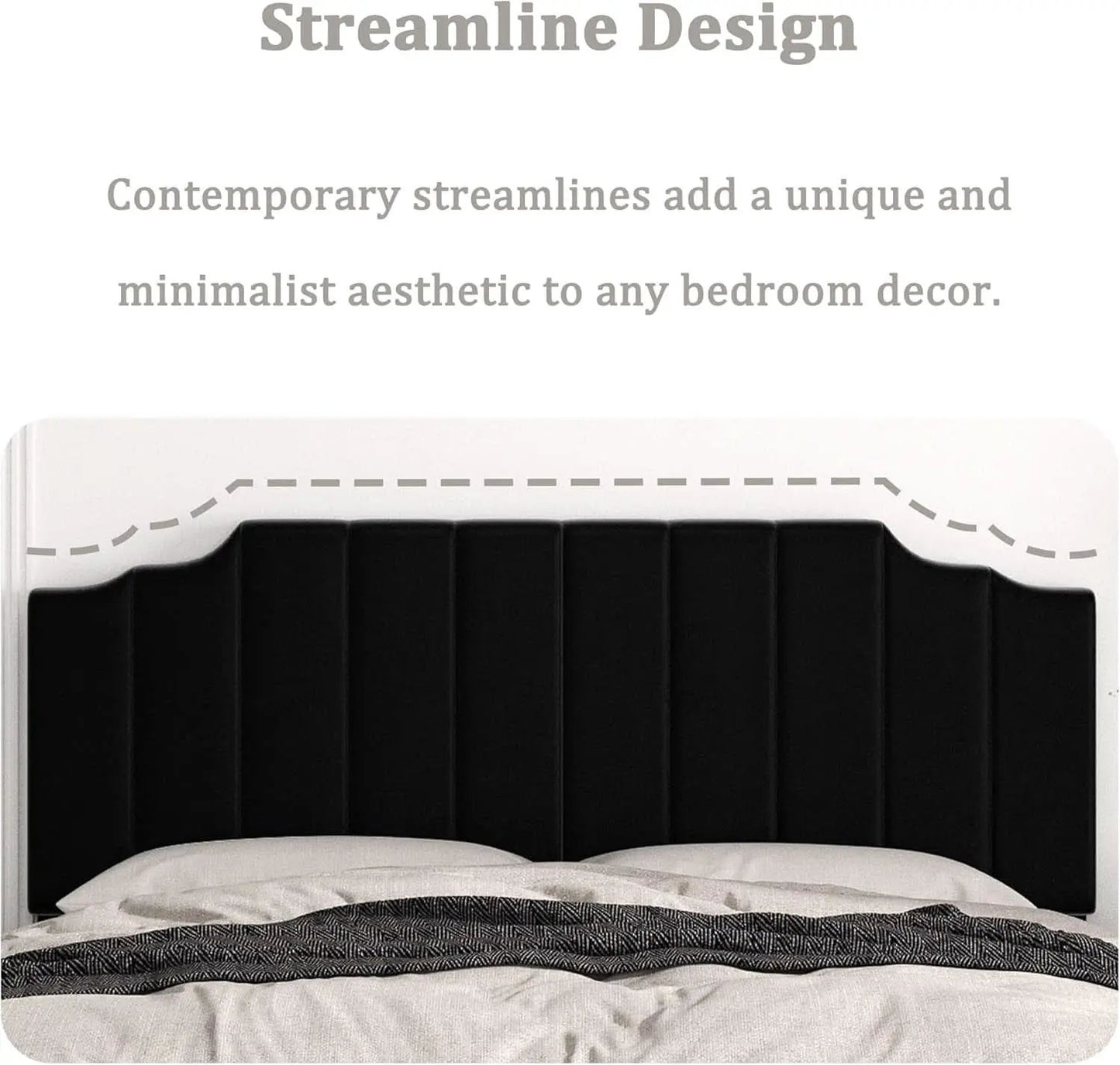 Velvet King Size Wall Mounted Headboard for Adjustable Beds from PriceLows™