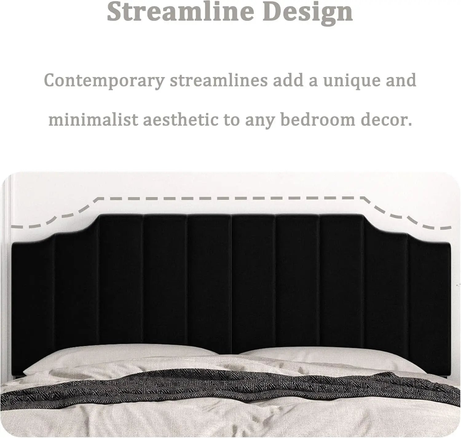 Velvet King Size Wall Mounted Headboard for Adjustable Beds from PriceLows™