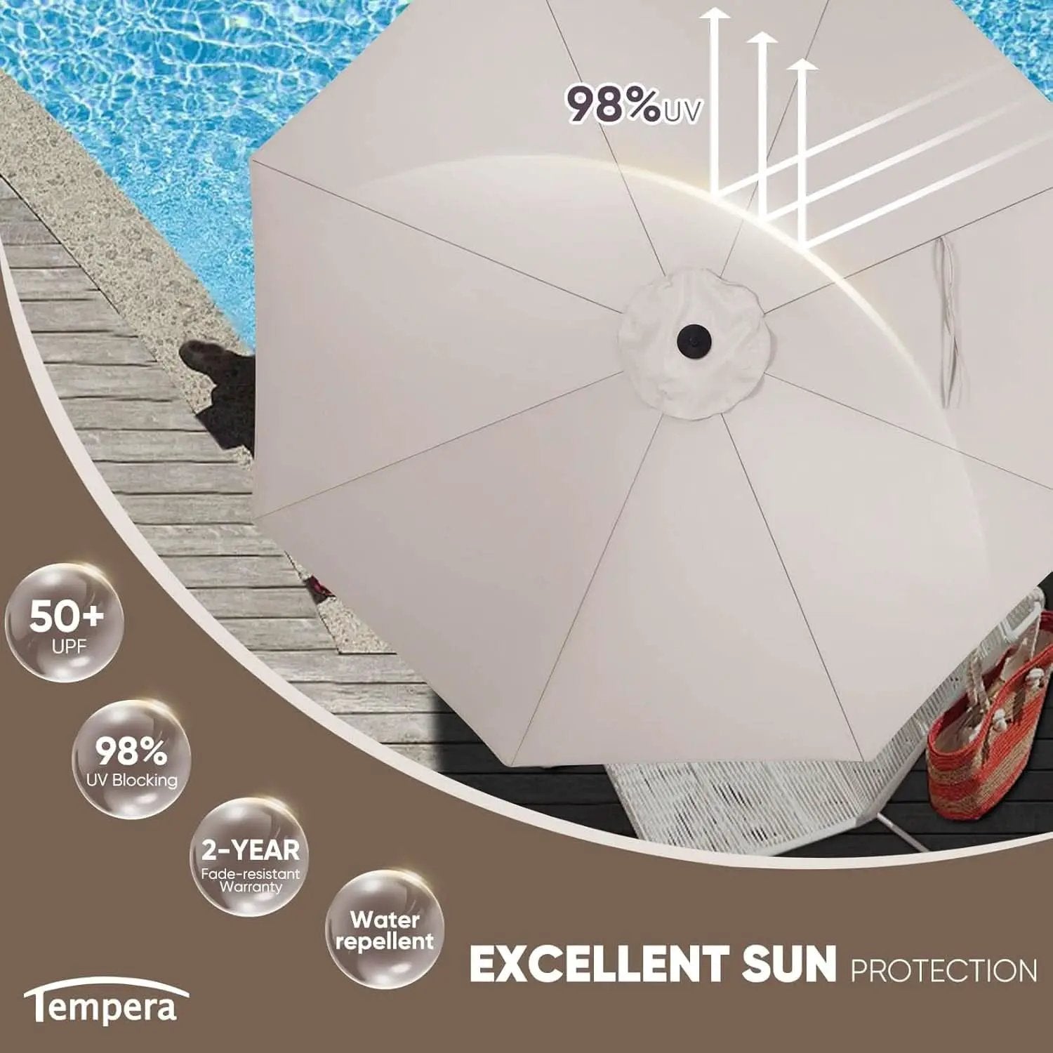 Large Patio Market Outdoor Umbrella With Push Button Tilt from PriceLows™