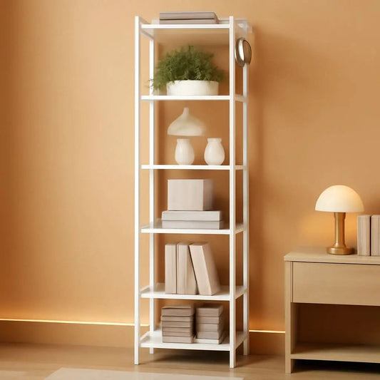 6 Tier White Industrial Bookshelf For Home Office Living Room from PriceLows™